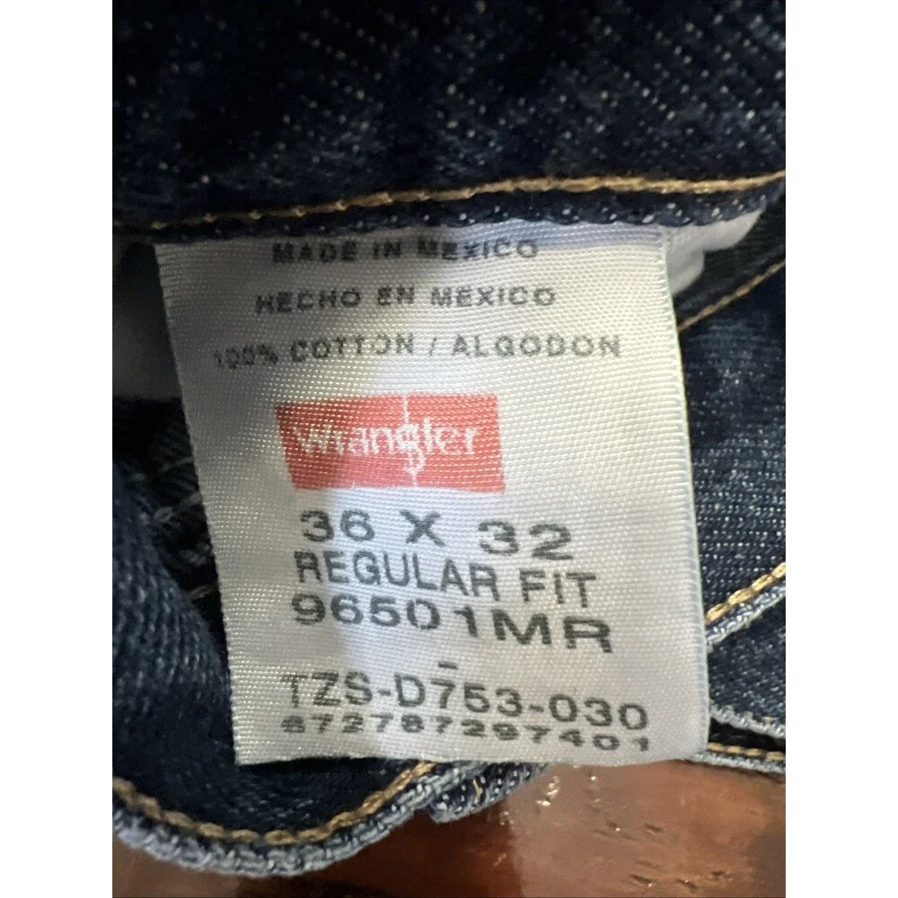 Wrangler Jeans Mens 36 X 32 Dark Wash Regular Fit Western Denim Cowboy Straight